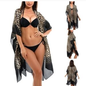 Leopard Print Swim Cover-Up One Size
